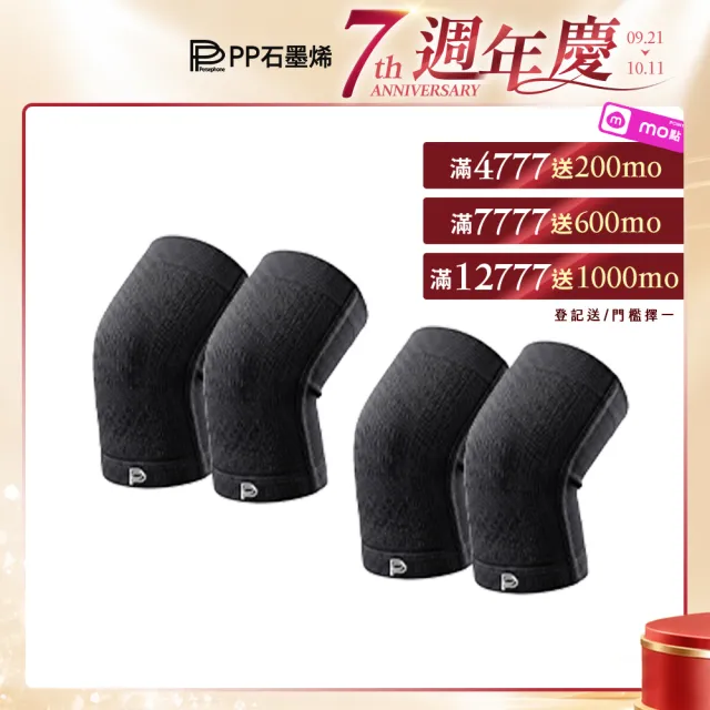 【PP 石墨烯】石墨烯能量護膝2雙(3D立體包覆 穩定支撐)