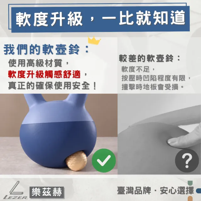 【LEZER】10公斤 軟式壺鈴(安全軟殼 保護地板 環保材質)