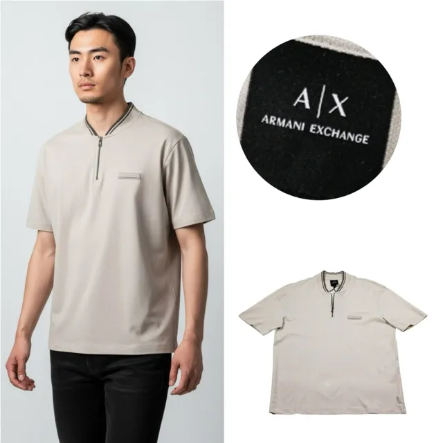 【A|X Armani Exchange】義式奢潮 Armani Exchange 半開襟拉鍊 短T 純棉 撞色領 AX 小立領 短袖 T恤 @2047