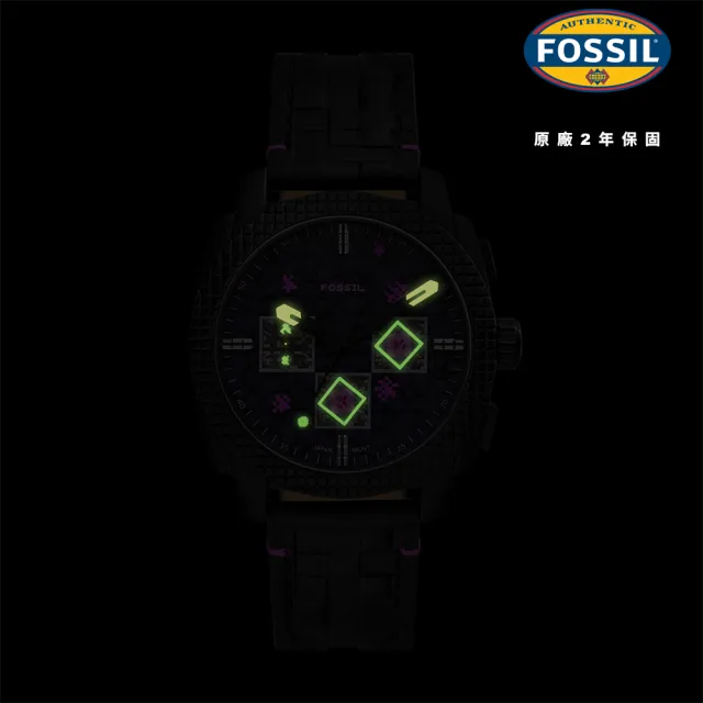 【FOSSIL】Minecraft 麥塊聯名 終界龍限量計時手錶 黑色真皮錶帶 44mm LE1252
