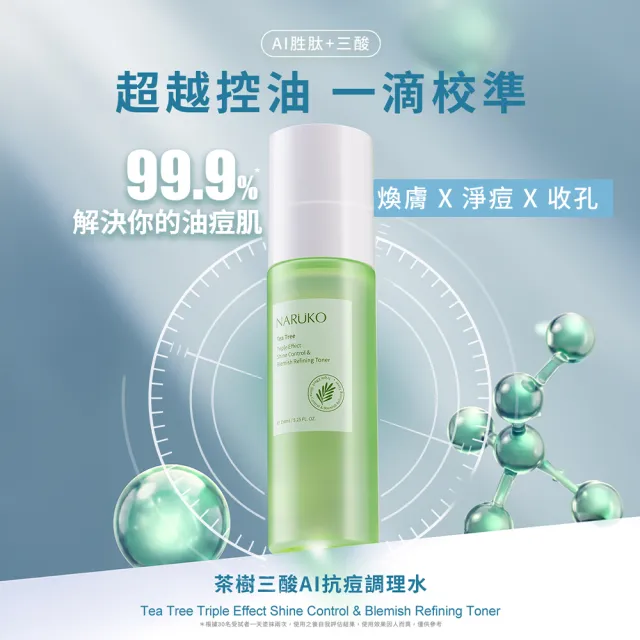 【NARUKO 牛爾】買1送1★茶樹三酸AI抗痘調理水150ml x2入(抗痘/調理油脂分泌)