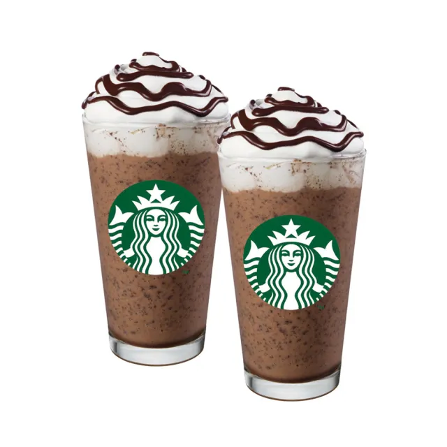 【STARBUCKS 星巴克】10/2限時快閃↘大杯巧克力可可碎片星冰樂雙杯組-E