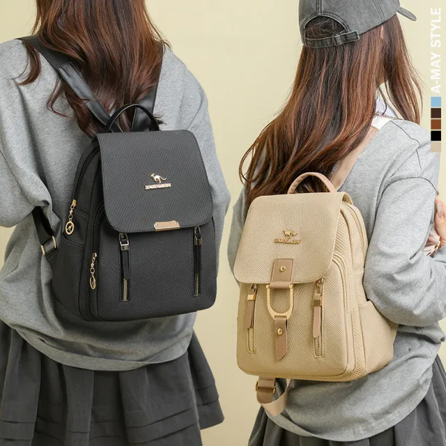 【Amay Style 艾美時尚】秋新品 女包 旅行雙肩包 防潑水質感壓紋設計手提雙肩後背包(5色共兩款.預購)