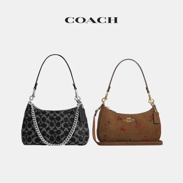 【COACH】蔻馳官方直營 TERI 絲緞面串珠/櫻桃刺繡單肩手袋 單肩包 斜背包-多款任選(CET14/CFQ27)