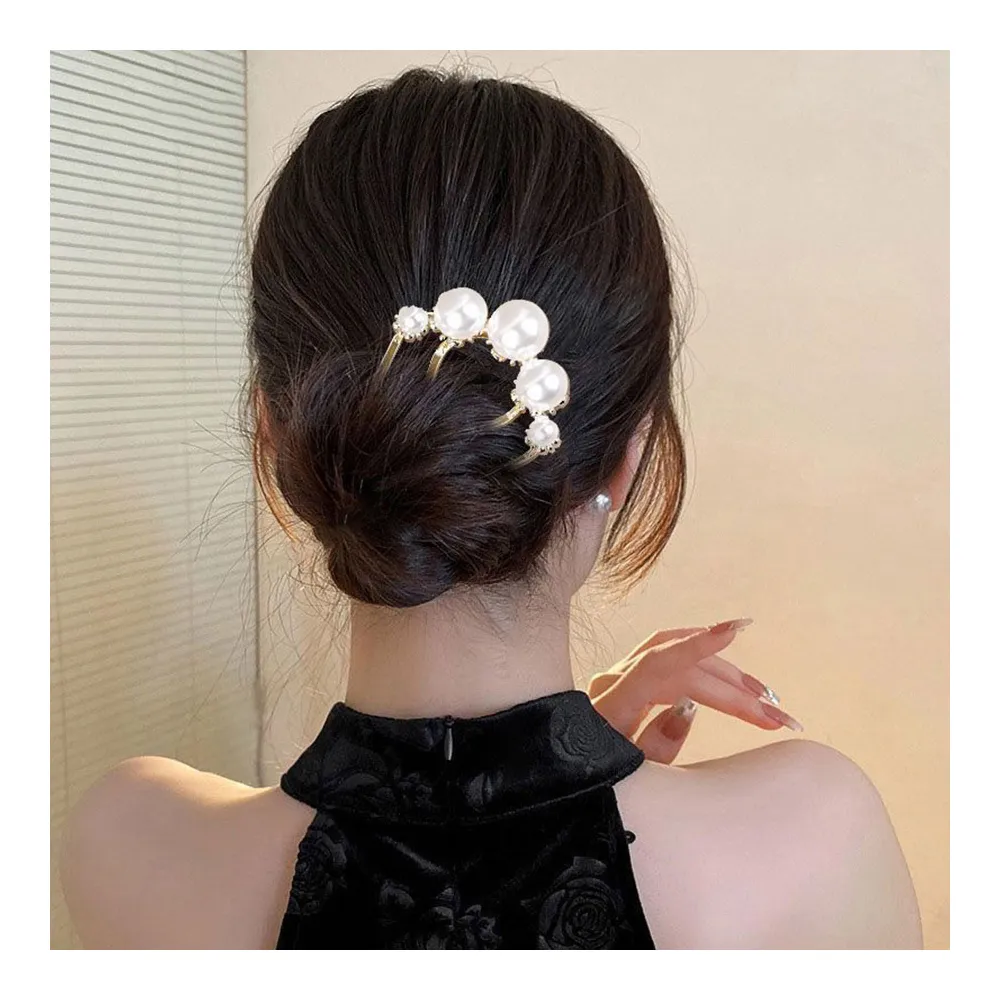 【MISS KOREA】珍珠髮簪/韓國設計法式優雅氣質珍珠造型髮簪 盤髮梳(2色任選)