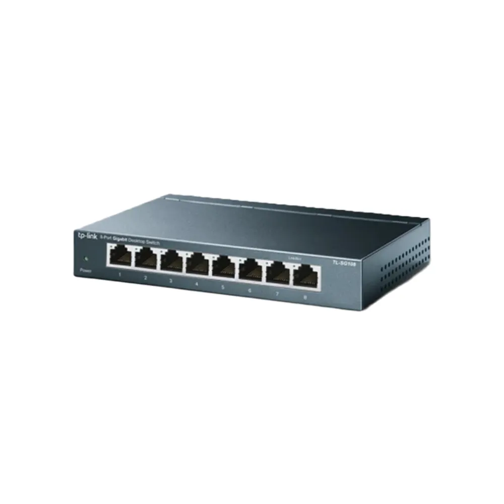【TP-Link】8埠 Gigabit 桌上型 10/100/1000Mbps 專業級乙太網路交換器 隨插即用 鋼殼(TL-SG108)