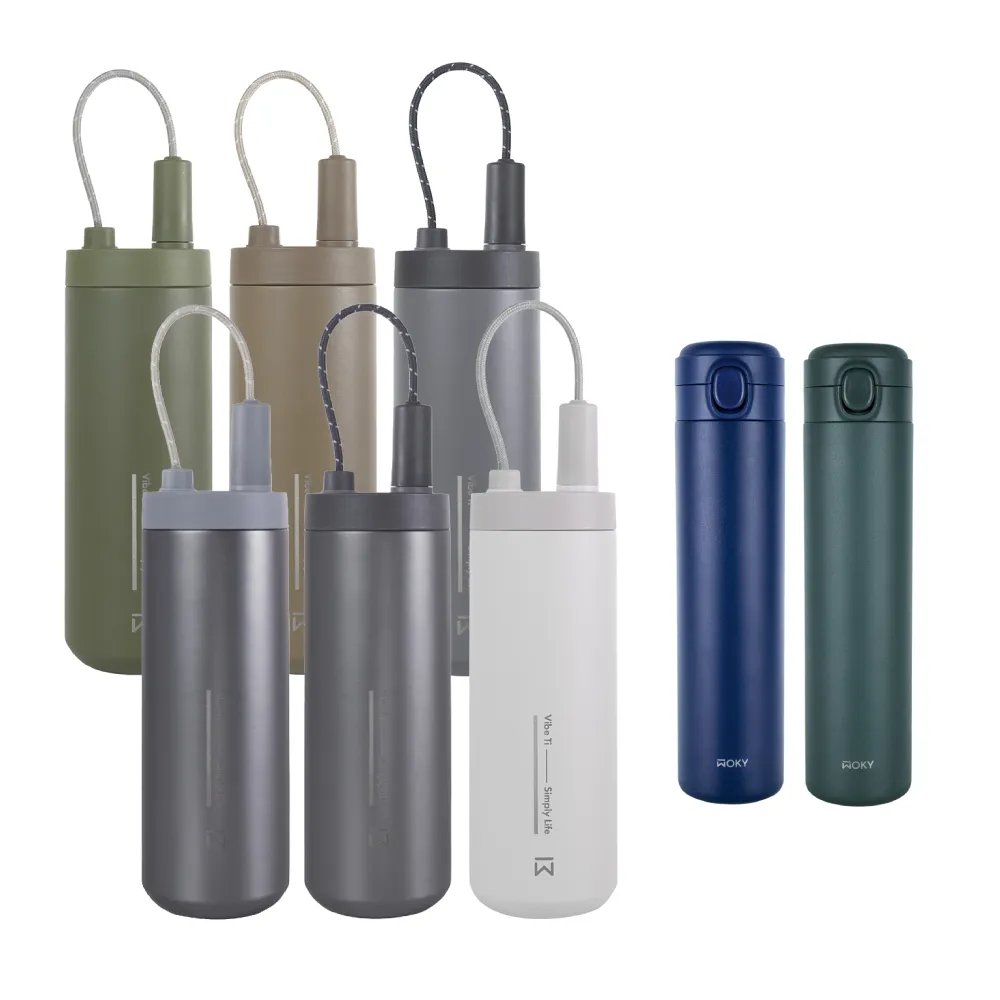 【WOKY 沃廚】純鈦遛遛杯750ml(附彈跳吸管)+送彈蓋600ml