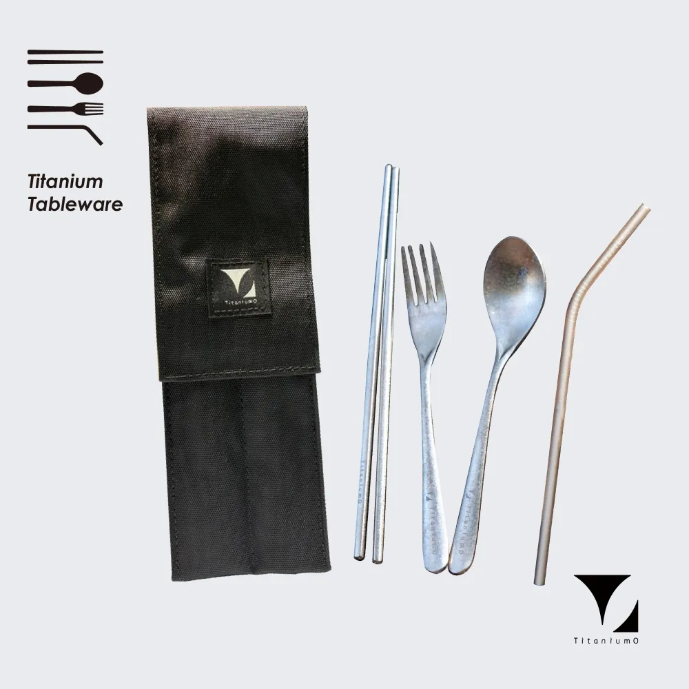 【Titanium 鈦造】純鈦餐具系列 耀鈦系列 餐具組全套 鈦筷 鈦叉 鈦吸管 鈦匙(鈦金屬 鈦餐具 台灣製鈦)