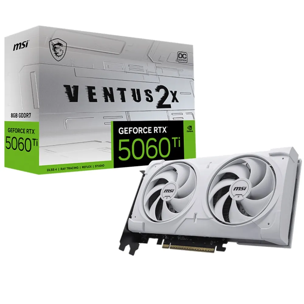 【MSI 微星】GeForce RTX 5060 Ti 8G VENTUS 2X OC WHITE PLUS 顯示卡
