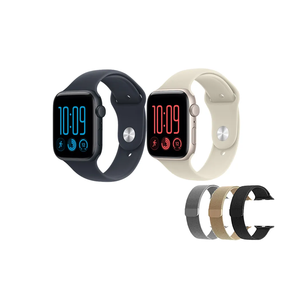 米蘭錶帶組【Apple】2026 Apple Watch SE3 LTE 40mm(鋁金屬錶殼搭配運動型錶帶)