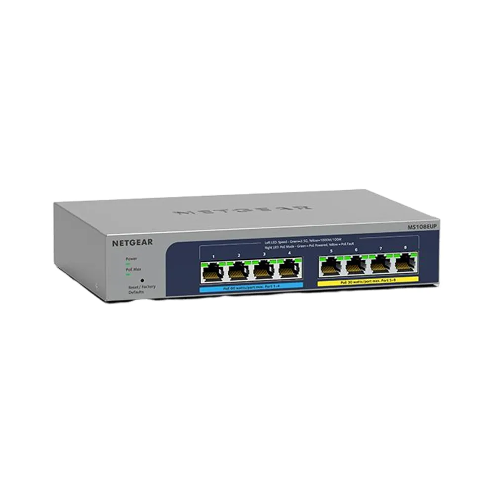 【NETGEAR】MS108EUP 桌上/壁掛式 8埠 1G/2.5G Multi-G 簡易網管UPoE網路交換器 總供電230W 美國品牌