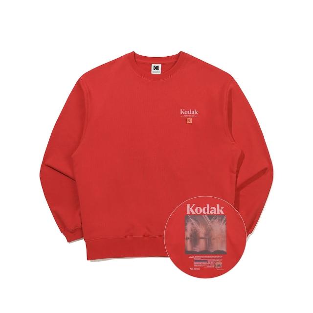 【KODAK Apparel】柯達 男女同款 長袖厚T Mesh Cotton 背部風景影像 大學T RED 紅色 / KB611014RED