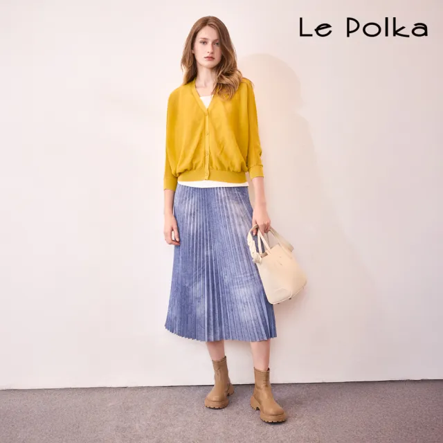 【Le Polka】暈染感優雅壓褶長裙-女