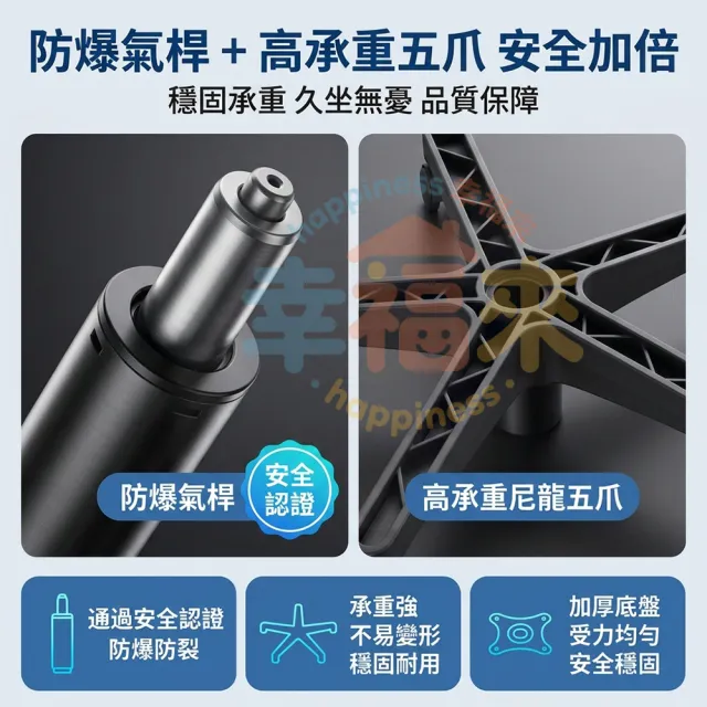【happiness 幸福來】人體工學椅-多功能90°翻轉扶手 加厚坐墊（電腦椅/電競椅/辦公椅/書桌椅）