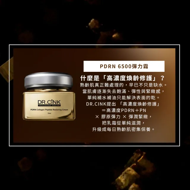 【DR.CINK 達特聖克】PDRN6500彈力霜 35ml(PDRN PN 6500ppm 雙重抗老肽 恢復彈性)