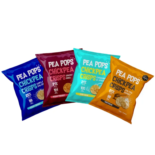 【PALIER】Pea Pops - 特惠6入組 英國維根、無麩質脆片(起司洋蔥、經典薄鹽、蜂蜜海鹽、炭烤BBQ)