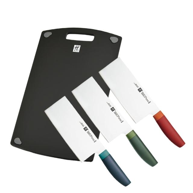 【ZWILLING 德國雙人】Now S中式片刀/廚刀18cm+雙面抗菌砧板36cmx20cm(德國雙人牌集團官方直營)