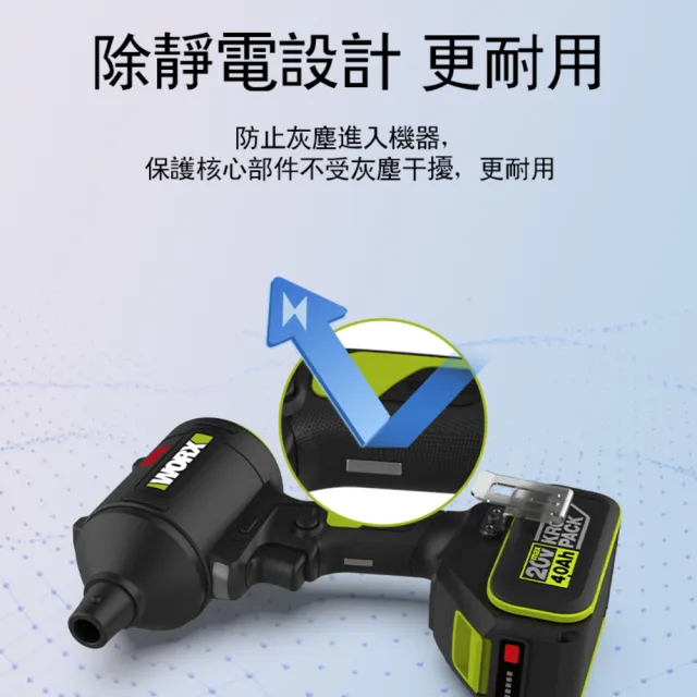 【WORX 威克士】20V 鋰電無刷空氣除塵槍 WU093.9(鼓風機 吹塵槍 吹葉機 無刷 鋰電 吹風 無刷渦輪吹塵槍)