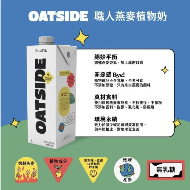 【OATSIDE】雙11推薦-OATSIDE 原味燕麥奶 1L (6入/箱)