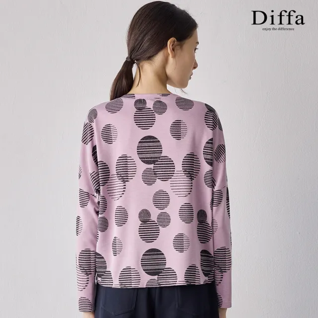【Diffa】波點印花落肩針織衫-女