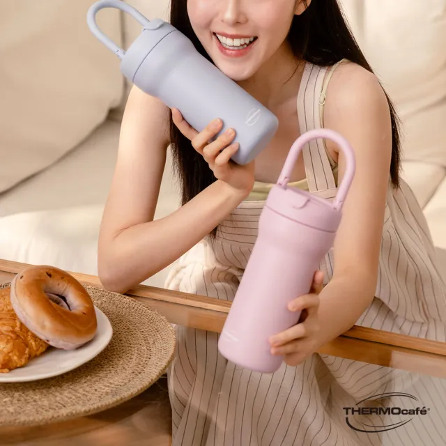 【THERMOcafe 凱菲】買1送1_mo獨家可提式寬口徑陶瓷塗層保溫瓶ml(TCHB-720S)