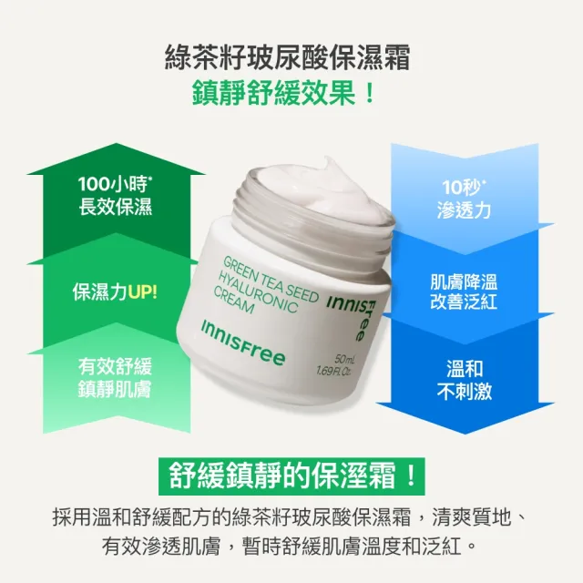 【innisfree】綠茶籽玻尿酸保濕霜 50ml