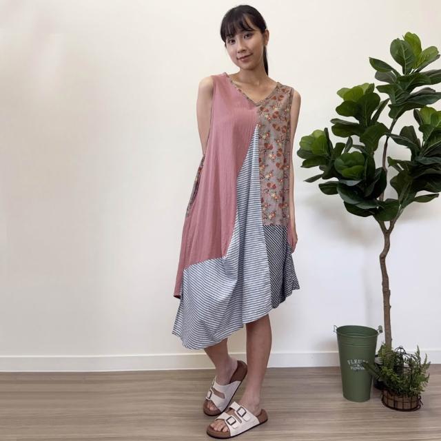 【Hana Mokuba】花木馬日系女裝花漾拼接造型洋裝
