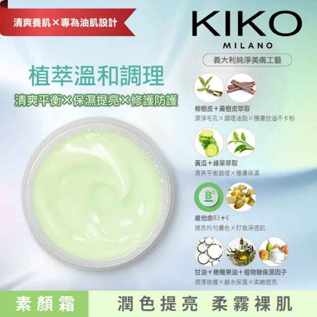 【KIKO MILANO】柔霧控油素顏霜+清爽控油化妝水 2件組(化妝水/素顏霜/保濕/控油/水凝霜/妝前/飾底乳)