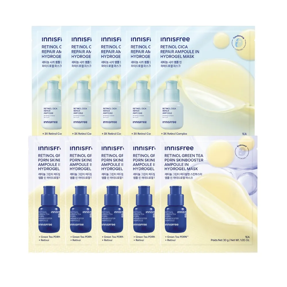 【innisfree】高效安瓶水凝膠面膜10入組(2款任選/A醇、PDRN)