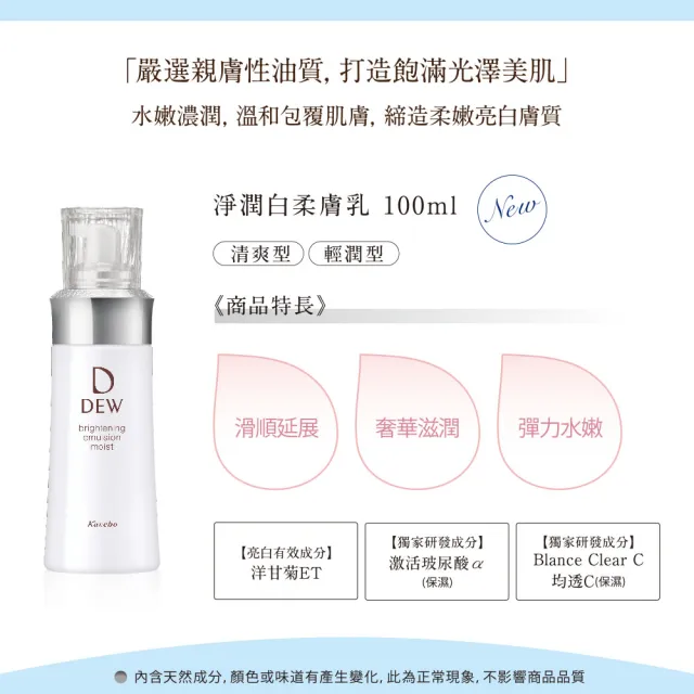 【Kanebo 佳麗寶】DEW淨潤白柔膚露+乳 買2送1*(化妝水+乳液)