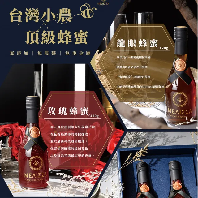 【Melissa】玫瑰420g+龍眼420g 2入蜂蜜禮盒