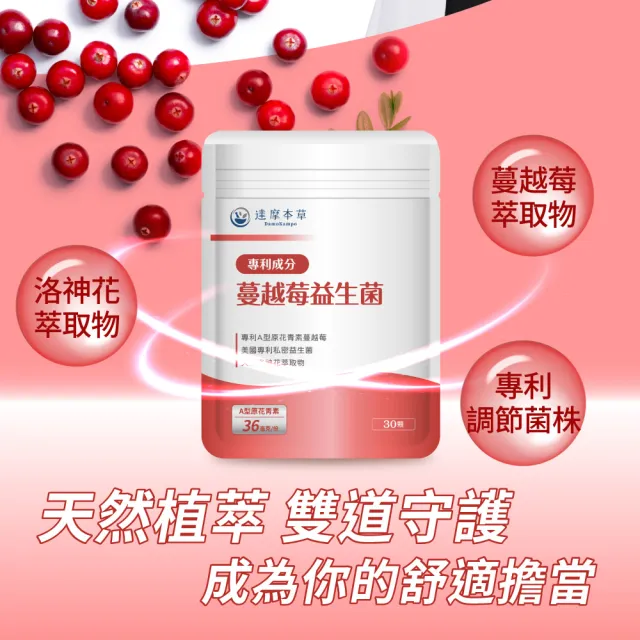 【達摩本草】蔓越莓益生菌 4入30顆/包(專科醫生推薦、足量原花青素)