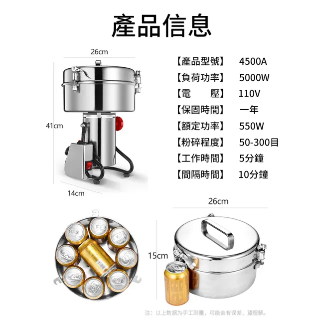 4500克商用作料粉碎機(超細磨粉機/藥材打粉機/三七打粉機/五谷磨粉機/打碎機)