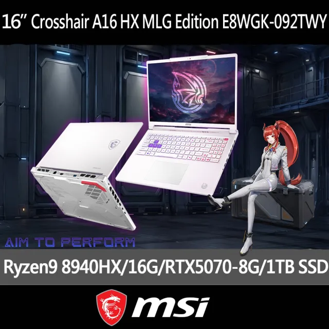 魔龍姬限定版【MSI 微星】16吋R9-8940HX RTX5070電競筆電(Crosshair 16 MLG/16G/1T/W11/E8WGK-096TWY)