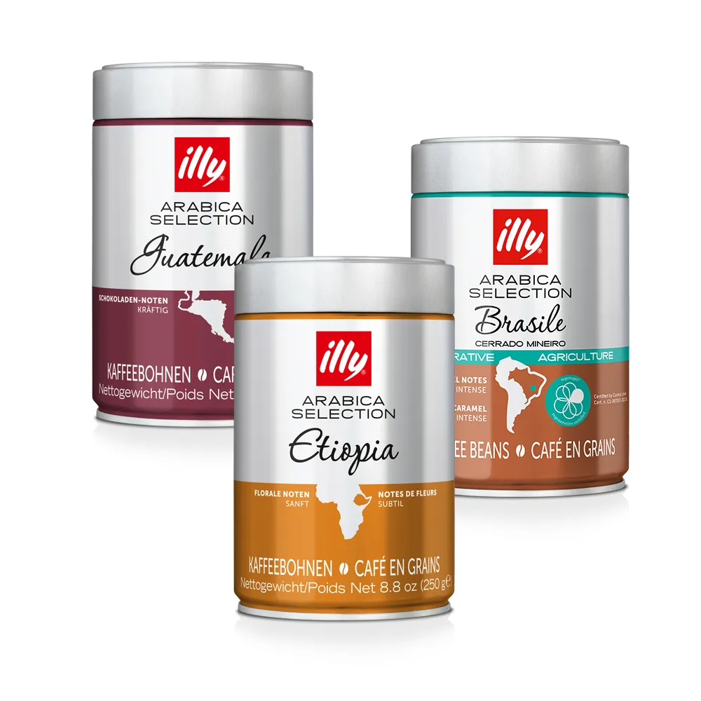 【illy】官方直營 精選阿拉比卡咖啡豆 (250g/罐; 巴西/衣索比亞/瓜地馬拉/巴西喜拉朵 任選)