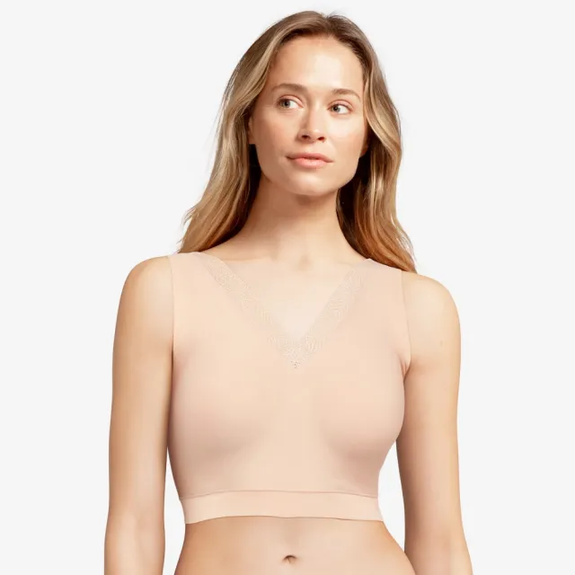 【Chantelle 仙黛爾】Soft Stretch.成套 無鋼圈無痕 輕運動背勾女內衣 平口褲 膚特.11G60_01N(超彈力.透氣)