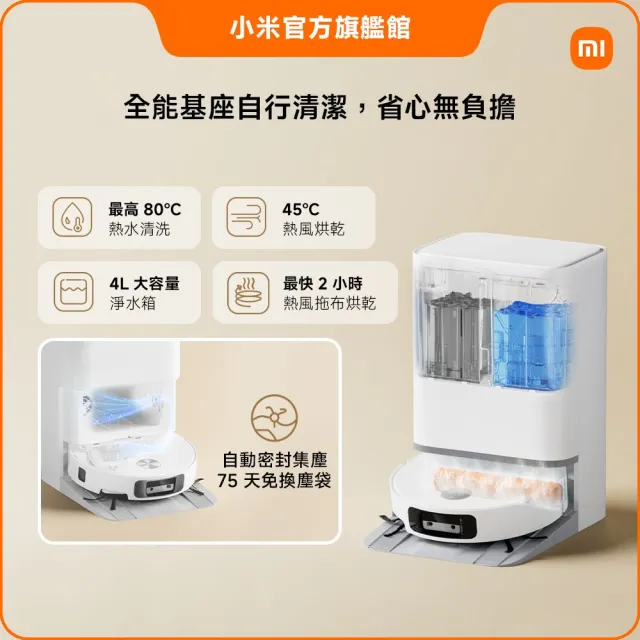【小米】官方旗艦館 Xiaomi 掃拖機器人 6(新上市全台破千萬/活水滾筒/AI智慧避障/30000Pa/80°C熱水洗)