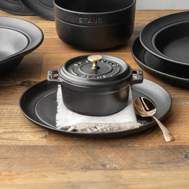 【STAUB】DINING LINE 靜謐黑橢圓陶瓷盤5件組-25/24/22/15x2cm(德國雙人牌集團官方直營)