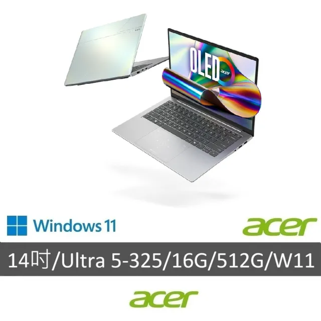 【Acer 宏碁】14吋OLED 999g輕薄AI筆電-極光白(Swift Edge AI/SFE14-I51-51PZ/Ultra 5-325/16G/512G/W11)