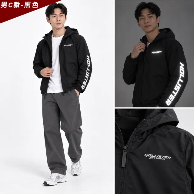 【HOLLISTER Co】HCO 海鷗 文字鋪棉保暖防風防潑水連帽風衣外套-多色選 上衣(舒適百搭/平輸品)