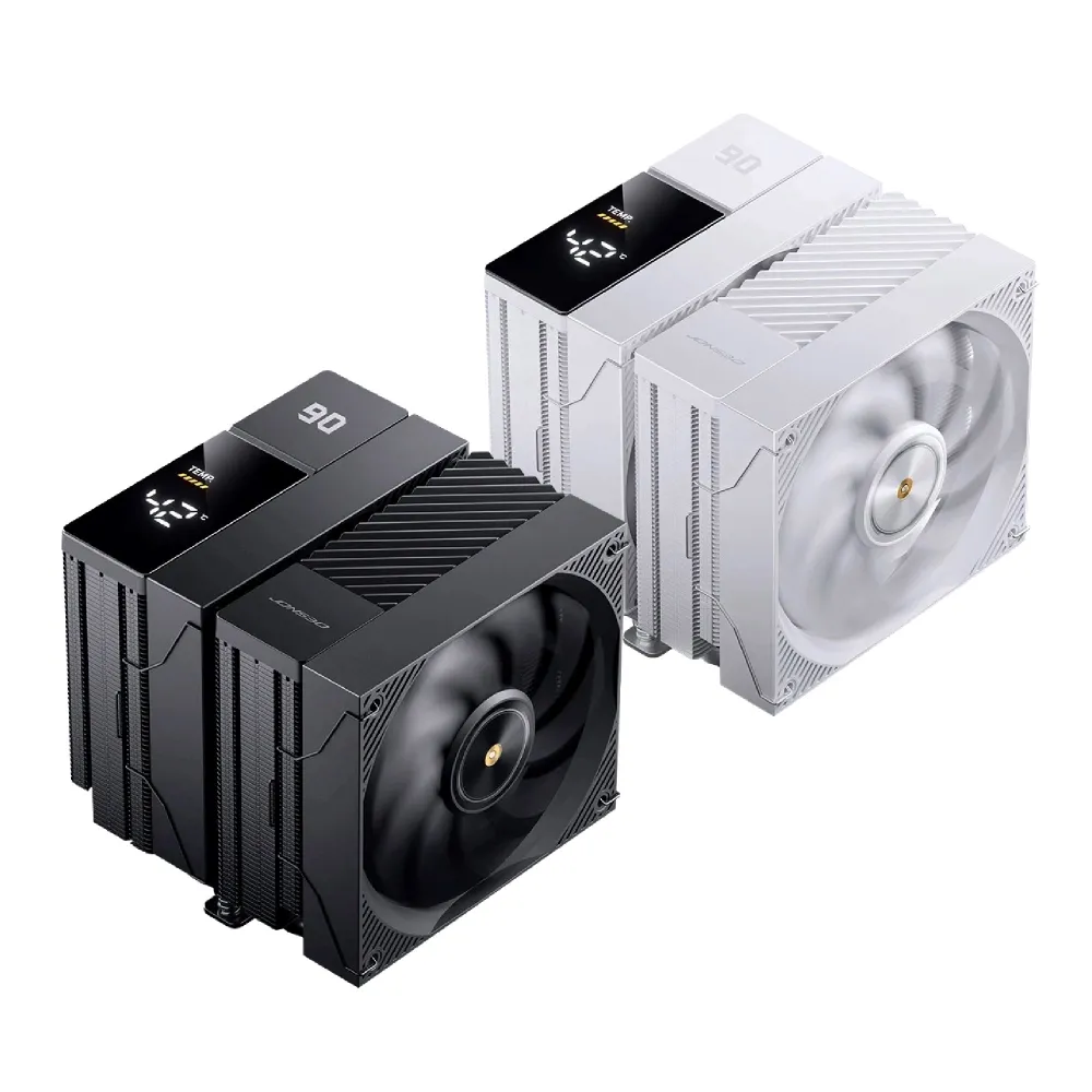 【JONSBO 喬思伯】CC90 CPU散熱器 TDP:285W 3年保(異徑雙扇雙塔/第4代逆重力6導管/數位顯示/黑白塔王)