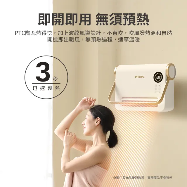 【Philips 飛利浦】石磨烯壁掛暖風機 送100檔手持扇 超值組(AHR3126FX+ACR3222)