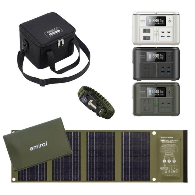 【MIRENEX】防災電力組｜200W儲能小瓦力PRO+40W高機動太陽能板+小瓦力專屬收納袋｜再贈五合一求生手環