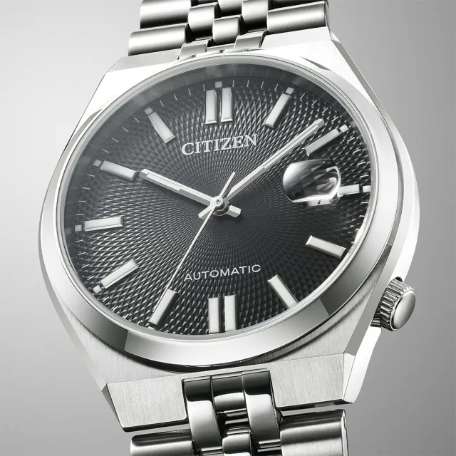 【CITIZEN 星辰】限量 Tsuyosa 60 青春撞色機械錶 手錶-黑x銀/40mm 錶 生日禮 送禮(NK0020-55E)