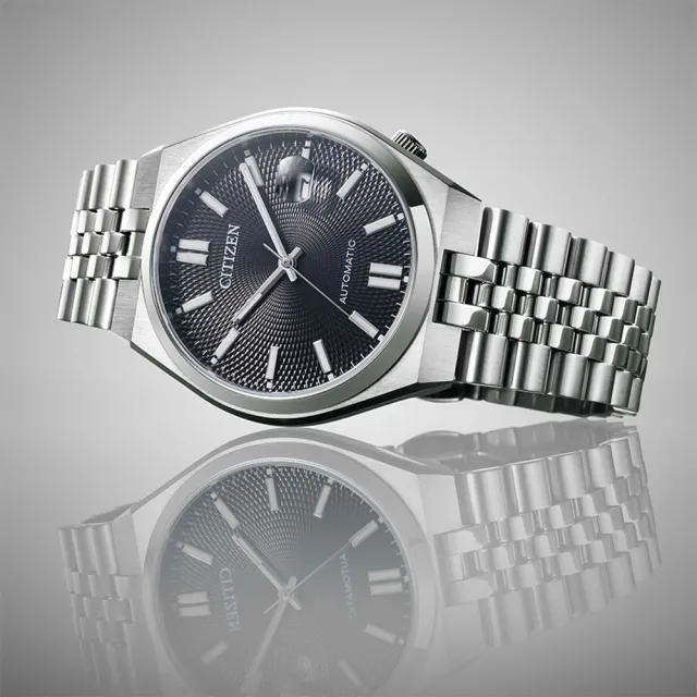 【CITIZEN 星辰】限量 Tsuyosa 60 青春撞色機械錶 手錶-黑x銀/40mm 錶 生日禮 送禮(NK0020-55E)