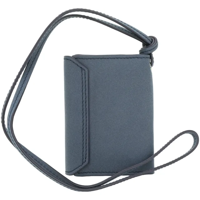 【JACQUEMUS】Le porte 掛繩信封式麂皮卡片夾 零錢包(海軍藍 法國精品)