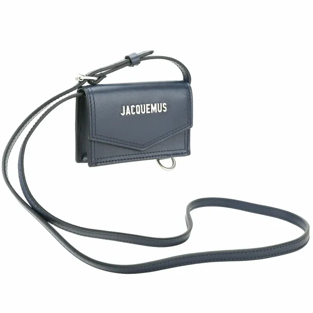 【JACQUEMUS】Le porte Azur 零錢包 滑面牛皮斜背信封式卡片夾(海軍藍 法國精品)