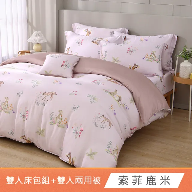 【HongYew 鴻宇】台灣製100%天絲 兩用被床包枕套組 雙人(多款 60支/300織)