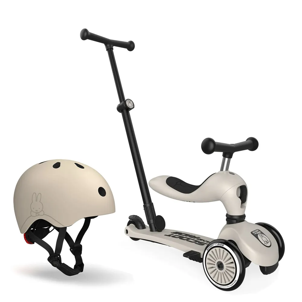 【Scoot&Ride】Kick1 Push&Go滑步滑板車+XXS安全帽-米菲兔聯名款(嚕嚕車 滑板車 護具)