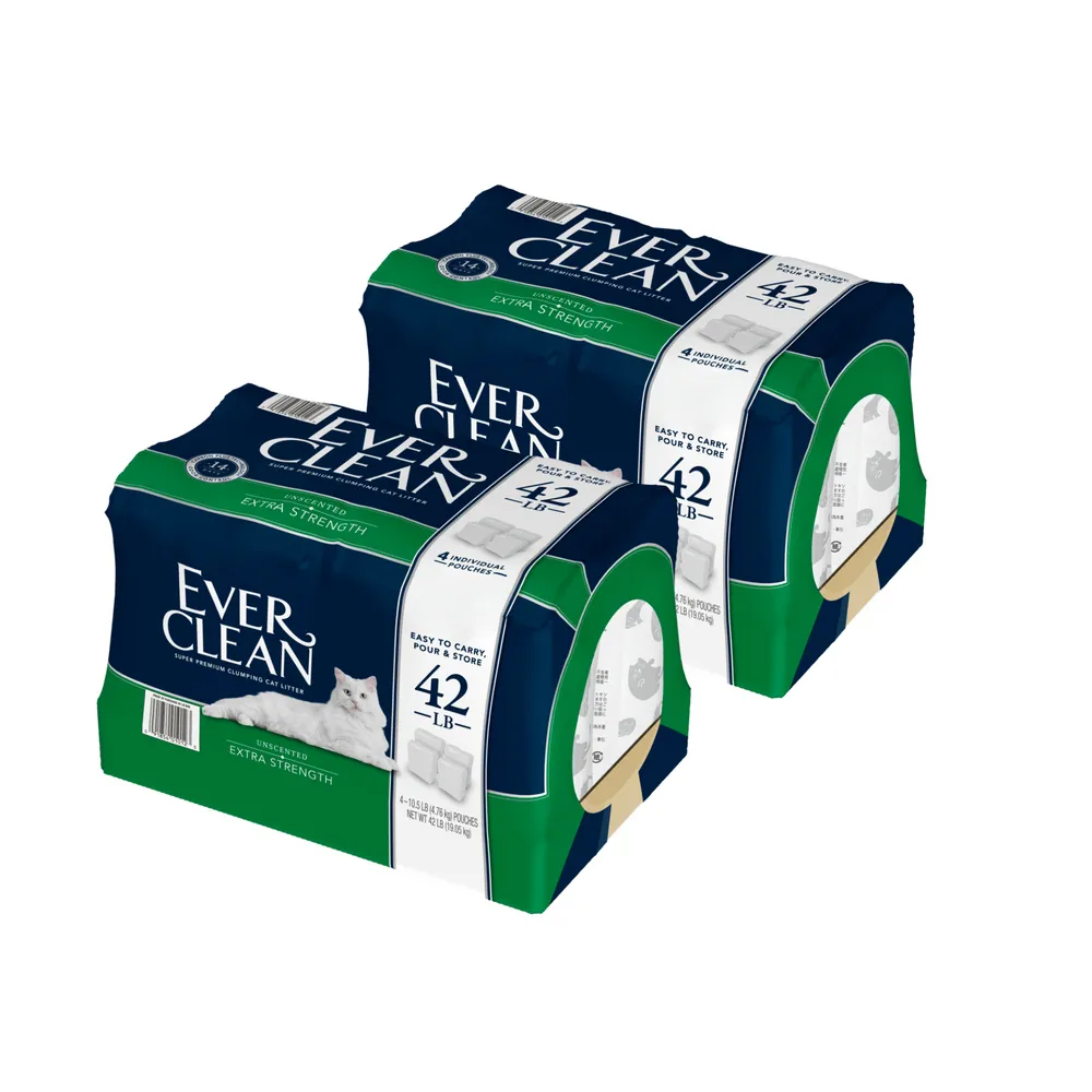 【EverClean 藍鑽】強效低敏除臭貓砂42磅(LB)-2入組(美規)